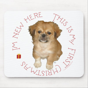 Pekingese Pup First Christmas Mousepad