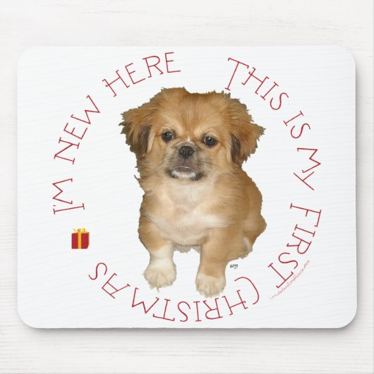 Pekingese Pup First Christmas Mousepad (Vorne)