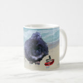 Pekingese Puppy am Strand Kaffeetasse (VorderseiteRechts)