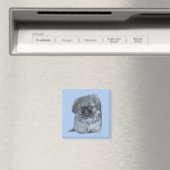 Pekingese Puppy Blue Magnet (In Situ (Geschirrspüler))