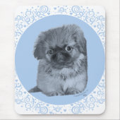 Pekingese Puppy Blue Mousepad (Vorne)