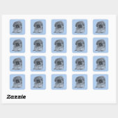 Pekingese Puppy Blue Quadratischer Aufkleber (Blatt)