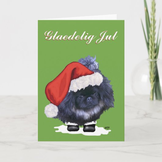 Pekingese Puppy Christmas Feiertagskarte (Vorderseite)