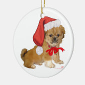 Pekingese Puppy Christmas Keramik Ornament (Links)