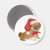 Pekingese Puppy Christmas Magnet (Vorderseite/Rückseite)