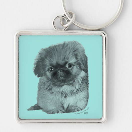 Pekingese Puppy Schlüsselanhänger (Vorne)