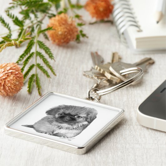 Pekingese Puppy Schlüsselanhänger (Seite)