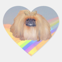 Pekingese Rainbow Herz-Aufkleber