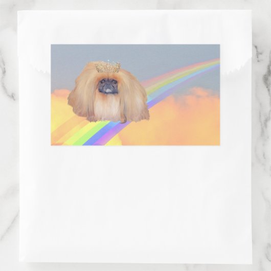 Pekingese Rainbow Rechteckiger Aufkleber (Tasche)