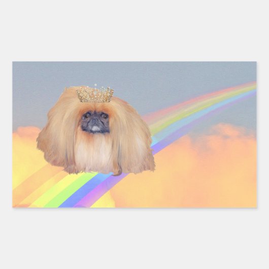 Pekingese Rainbow Rechteckiger Aufkleber (Vorderseite)