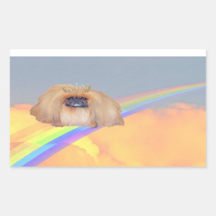 Pekingese Rainbow Rechteckiger Aufkleber