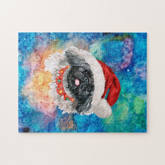 Pekingese Rasse Hund Weihnachten Puzzle (Horizontal)