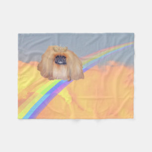Pekingese Regenbogen Fleecedecke