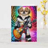 Pekingese Rock Star Karte (Gelbe Blume)