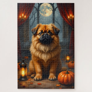 Pekingese Royal Gothic Halloween-Porträtkunst Puzzle