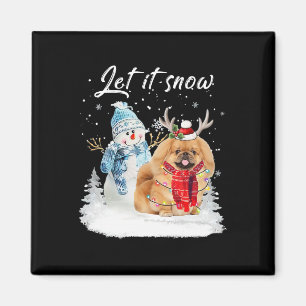 Pekingese Santa Dog Weihnachtsschneemann Xmas Paja Magnet