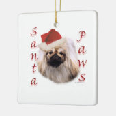 Pekingese Santa Paws Keramikornament (Links)