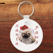 Pekingese Santa Paws Schlüsselanhänger (Rückseite)