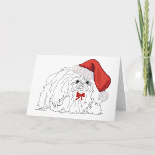 Pekingese Santa Skizze Feiertagskarte