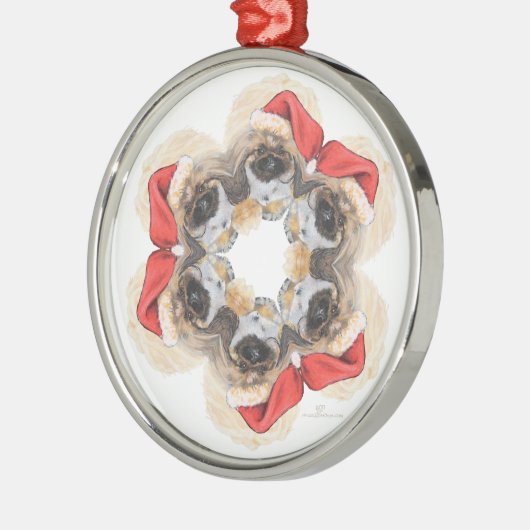 Pekingese Silbernes Ornament (Links)