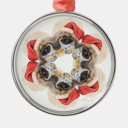Pekingese Silbernes Ornament (Vorne)