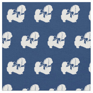 Pekingese Silhouette Pet Navy Blue Stoff