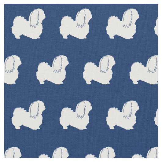Pekingese Silhouette Pet Navy Blue Stoff (Nahaufnahme)