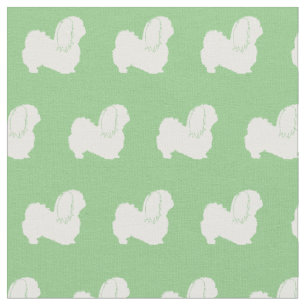 Pekingese Silhouette Pet Sage Green Stoff