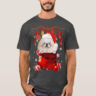 Pekingese Snow Ball Hund in Pocket Bag Winter Chri T-Shirt