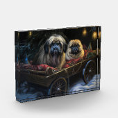 Pekingese Snowy Sleigh Weihnachtsdekor Fotoblock (Links)