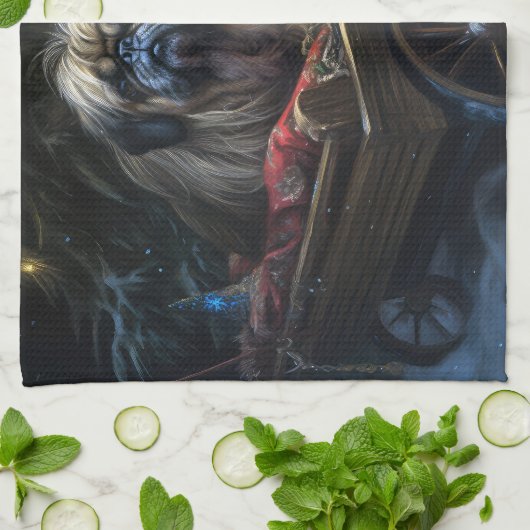 Pekingese Snowy Sleigh Weihnachtsdekor Geschirrtuch (Gefaltet)