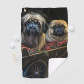 Pekingese Snowy Sleigh Weihnachtsdekor Golfhandtuch (Insitu)