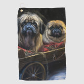 Pekingese Snowy Sleigh Weihnachtsdekor Golfhandtuch (Vorderseite)