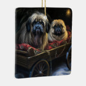 Pekingese Snowy Sleigh Weihnachtsdekor Keramikornament (Rechts)