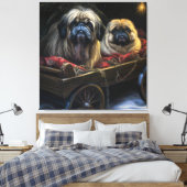 Pekingese Snowy Sleigh Weihnachtsdekor Leinwanddruck (Insitu (Schlafzimmer))