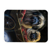 Pekingese Snowy Sleigh Weihnachtsdekor Magnet (Horizontal)