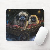 Pekingese Snowy Sleigh Weihnachtsdekor Mousepad (Mit Mouse)