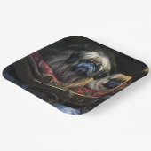 Pekingese Snowy Sleigh Weihnachtsdekor Pappteller (Gewinkelt)