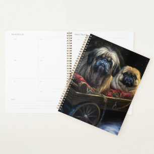 Pekingese Snowy Sleigh Weihnachtsdekor Planer