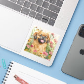 Pekingese Sticker – Watercolor Design (Laptop mit iPhone)