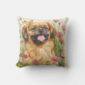 Pekingese Throw Pillow – Watercolor Kissen (Vorderseite)
