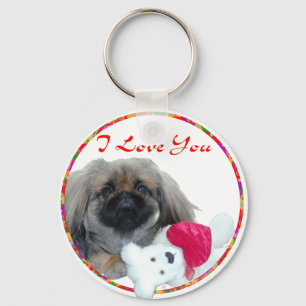 Pekingese Valentinstag Schlüsselanhänger