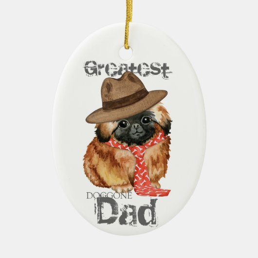 Pekingese Vater Keramik Keramik Ornament (Vorne)