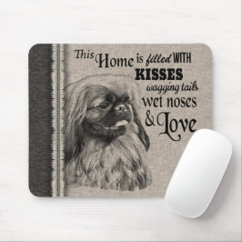 Pekingese Vintages Porträt niedliches Zitat Mousepad