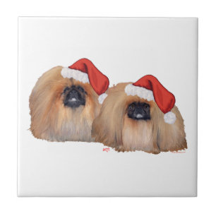 Pekingese Weihnachten Fliese