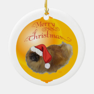 Pekingese Weihnachten Keramikornament
