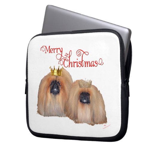 Pekingese Weihnachten Laptopschutzhülle (Vorderseite Links)
