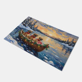 Pekingese Weihnachtsboot-Feiertag Fußmatte (Schrägansicht)