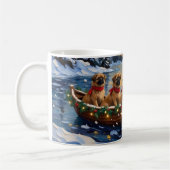 Pekingese Weihnachtsboot-Feiertag Kaffeetasse (Links)