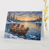 Pekingese Weihnachtsboot-Feiertag Karte (Gelbe Blume)